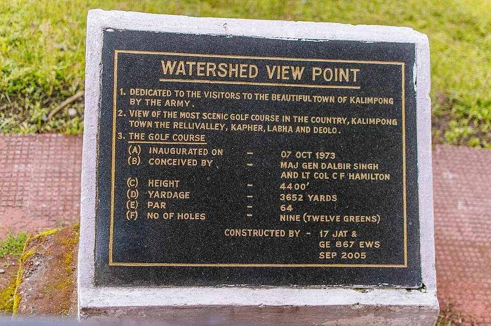 Watershed viewpoint plaque at Kalimpong Army Golf Course